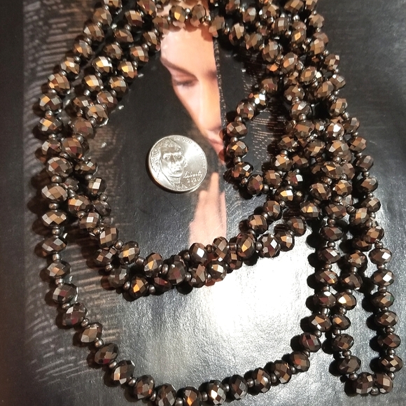 Vintage 58" Opera Length Hematite Swarovski Crystal Necklace - Picture 5 of 5